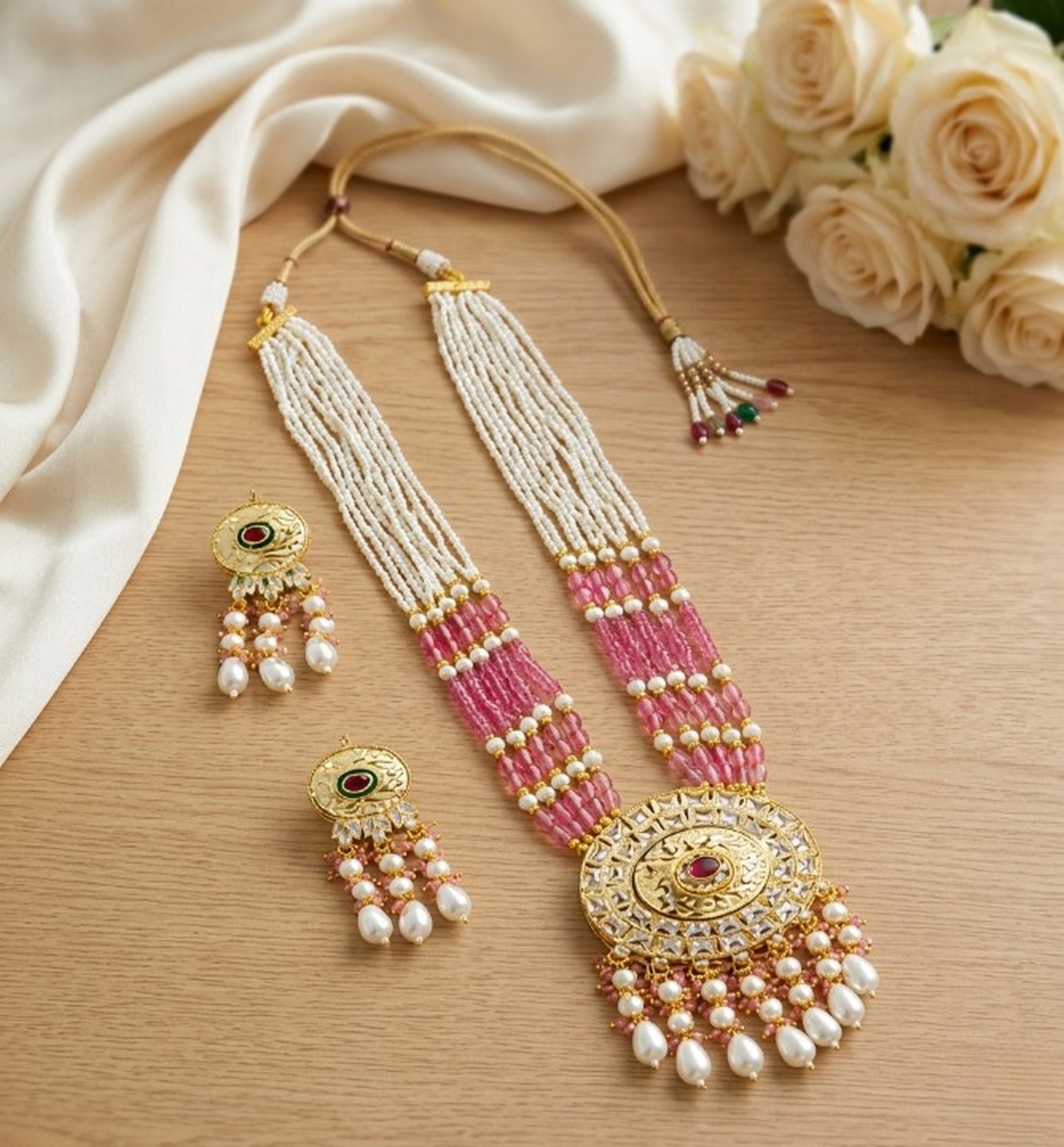 Jewel City Kundan Necklace Set with Multicolor Beads & Pearls | Antique Gold Plated Bollywood Bridal Wedding Jewelry For Women