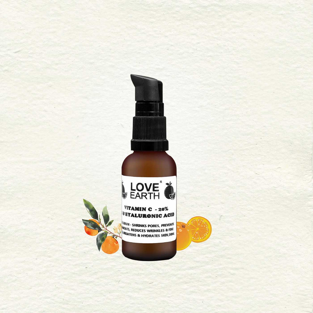 Love Earth Vitamin C 20%, E & Hyaluronic Acid – Face Serum - 30 ml