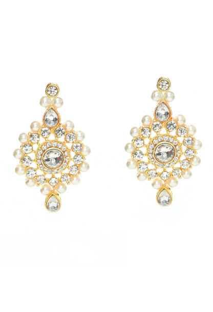 Mominos Fashion Johar Kamal Gold-Polished Rani Haar with Off white Pearls Jewellery Set