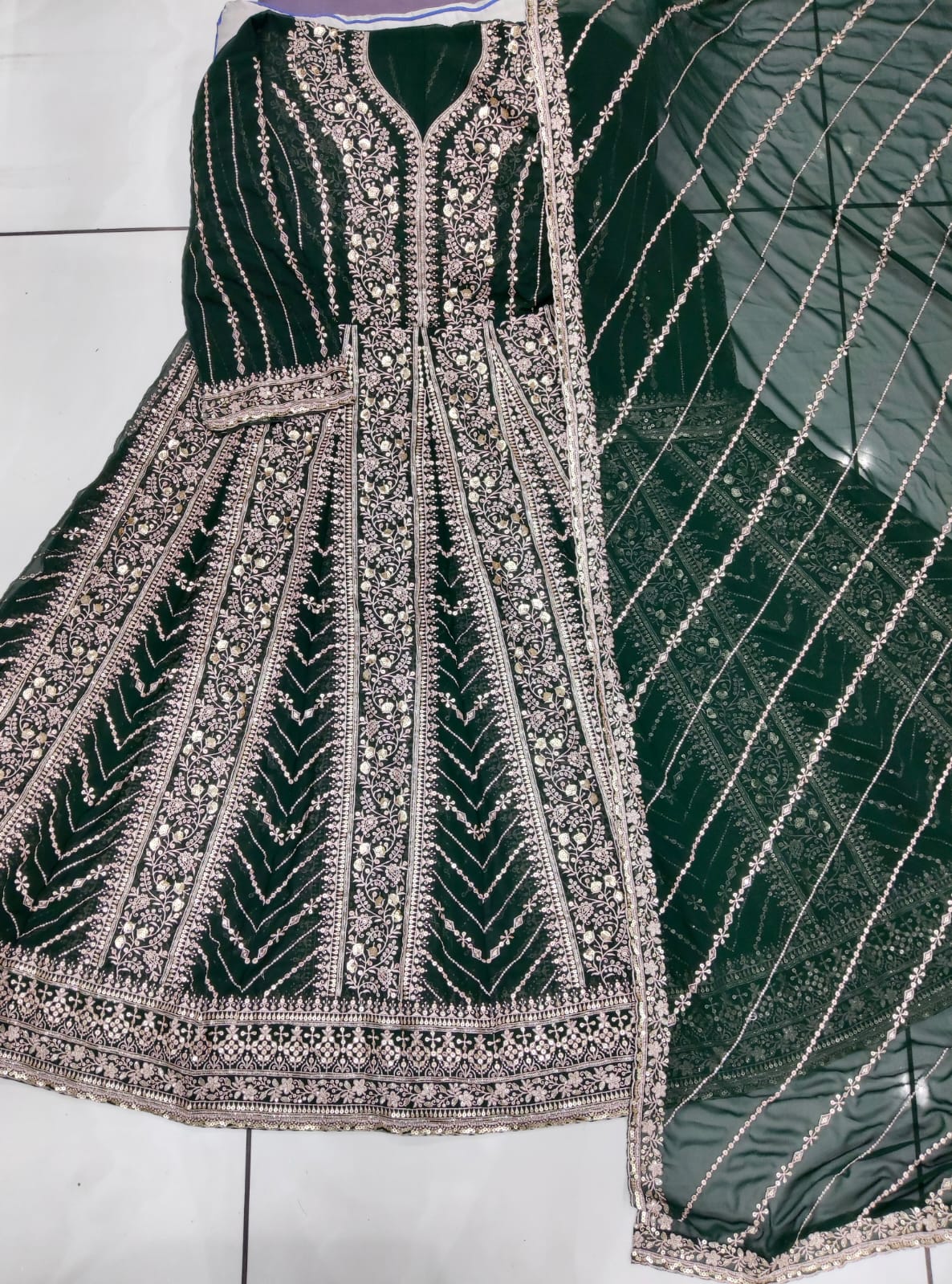 Anaita Dark Green Georgette Embroidered Salwar Suit