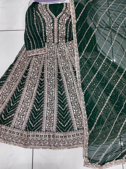 Anaita Dark Green Georgette Embroidered Salwar Suit