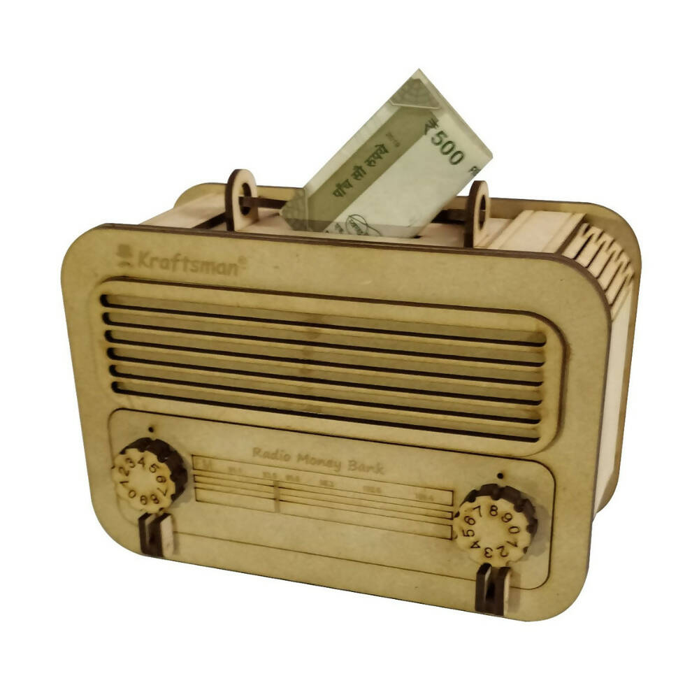 Kraftsman Wooden Money Safe For Kids And Adults | Make In India | Classic Radio Style