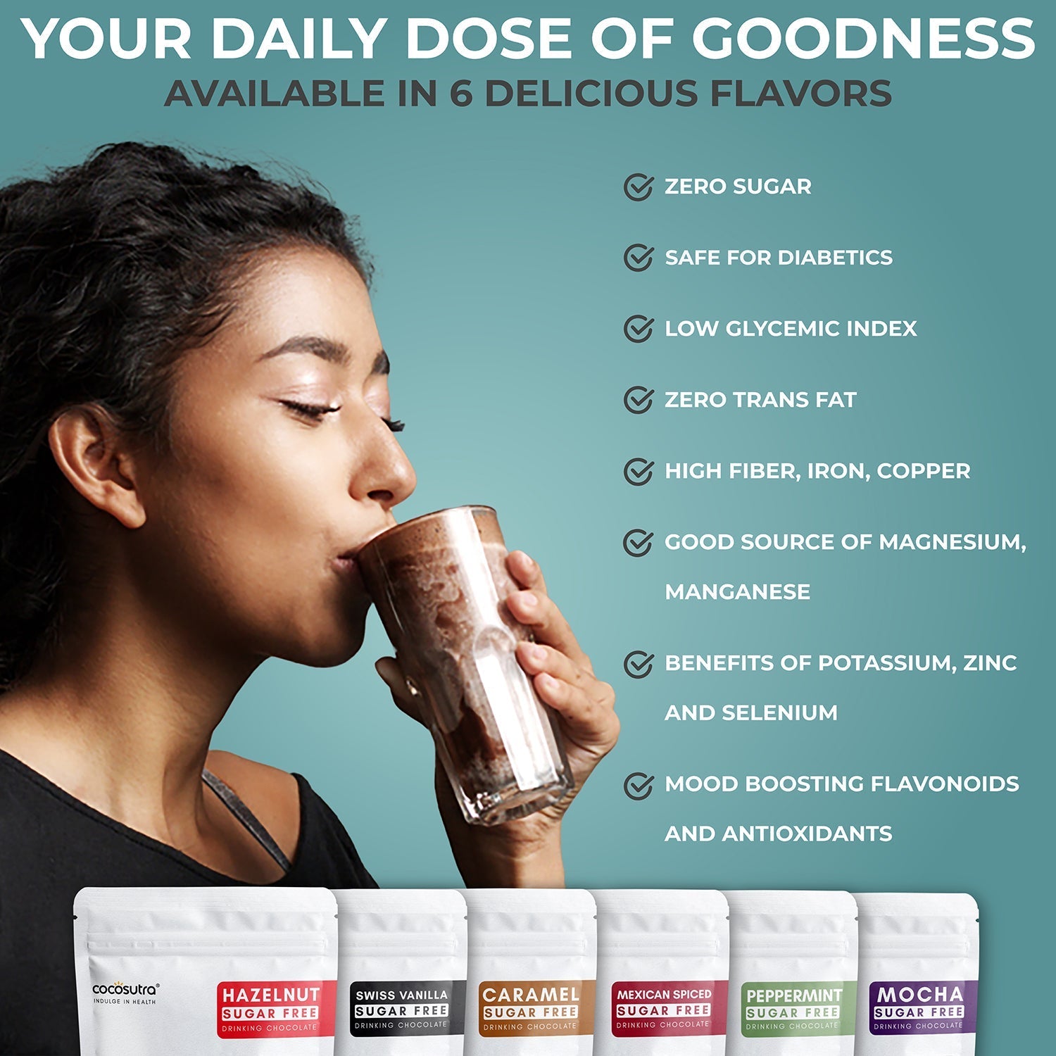 Cocosutra Sugar Free Drinking Chocolate Mix Mexican Spiced - 200 gms