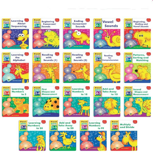 Excel Early Skills English & Maths Books Set of 19| Ages 3-6 Years| Learning Alphabet, Numbers, Patterns etc.
