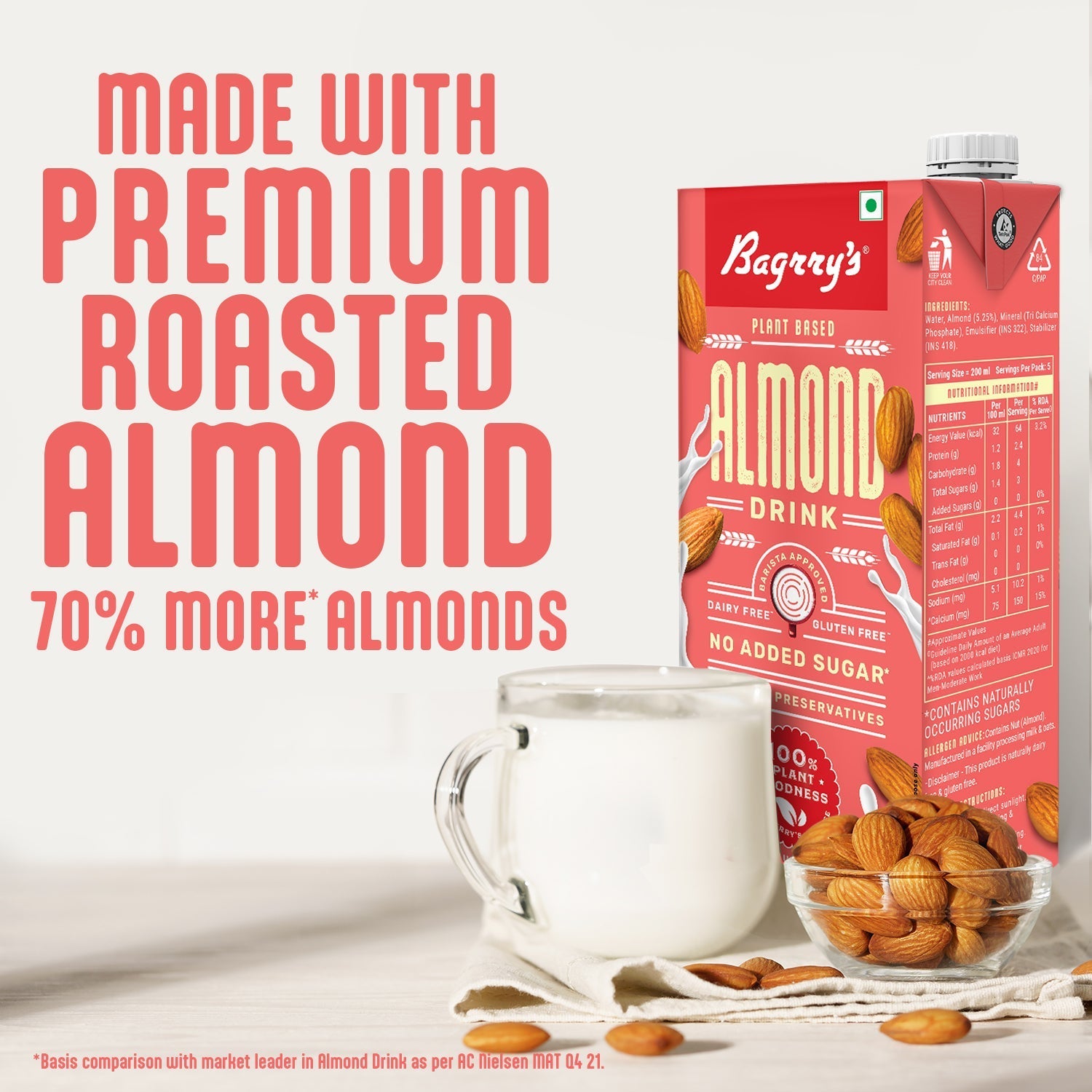 Bagrry's Plant Based Almond Drink - 1 Liter