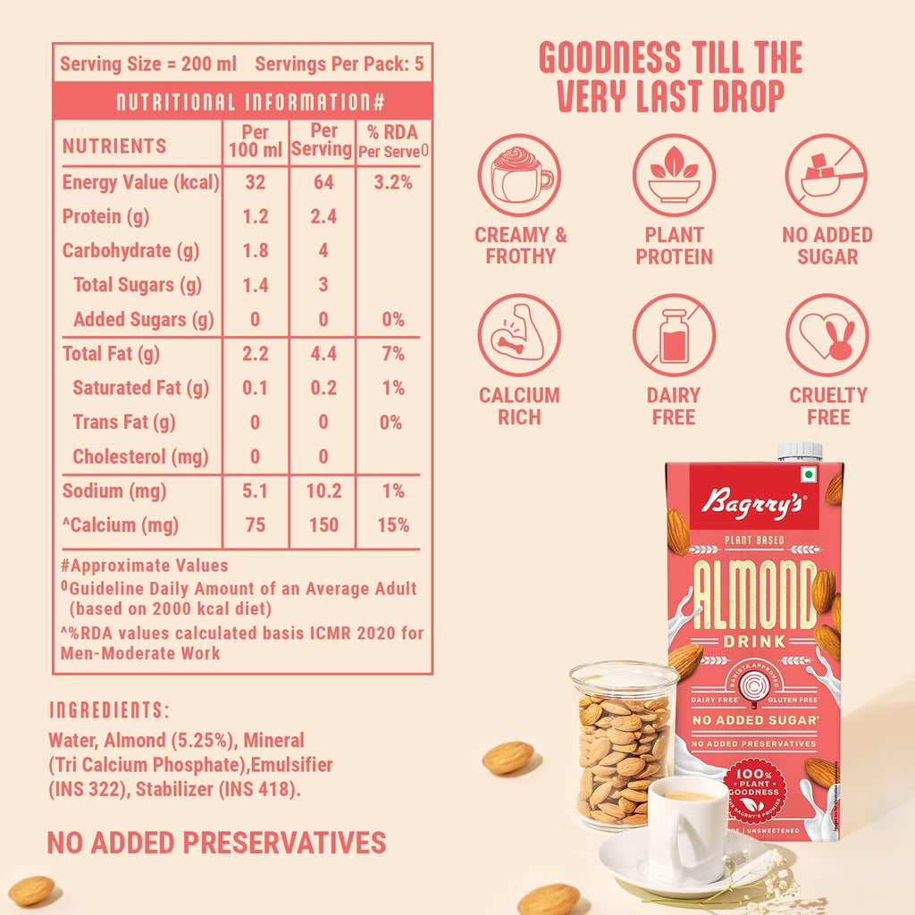 Bagrry's Plant Based Almond Drink - 1 Liter