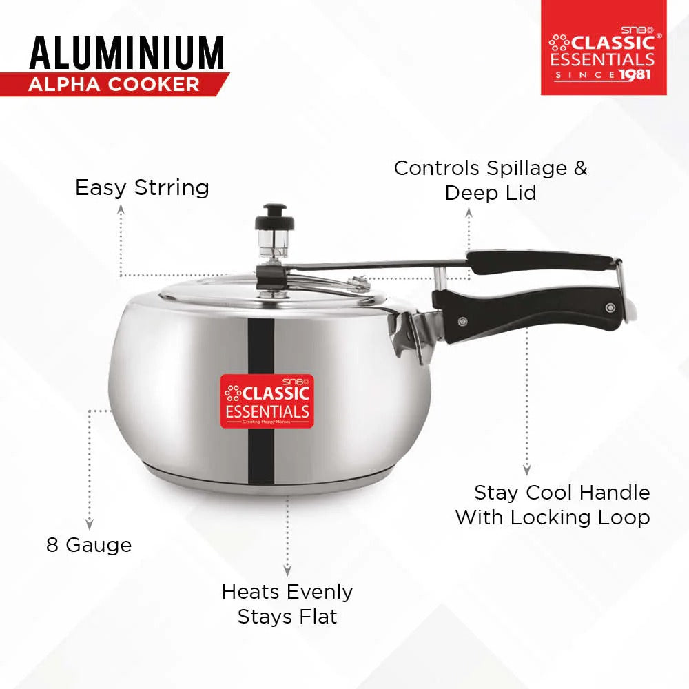 Classic Essentials Alpha Concave Aluminium Inner Lid Induction Pressure Cooker 3L