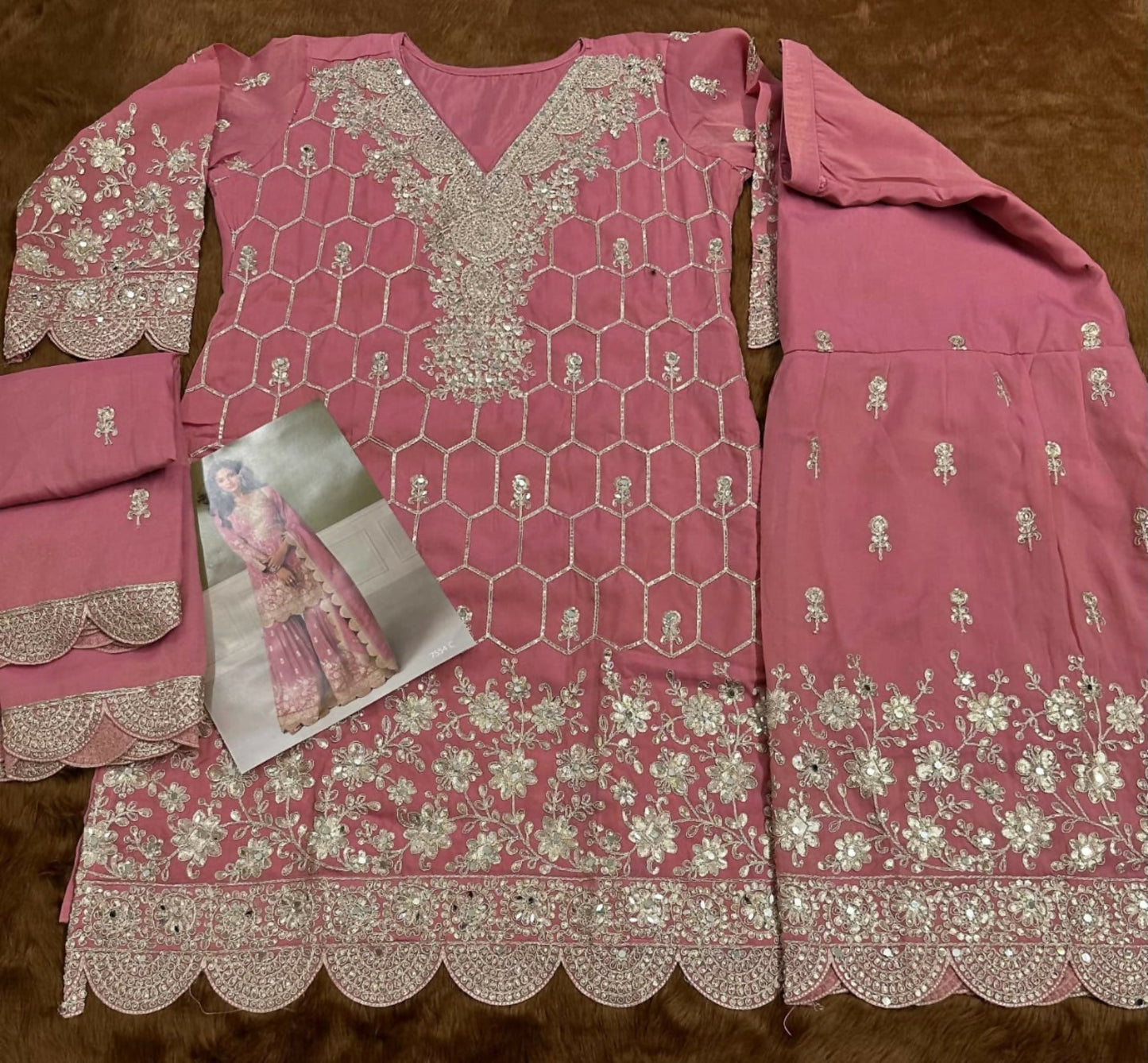 Anaita Peach Real Shimmer Readymade Suit with Embroidery & Real Mirror Work