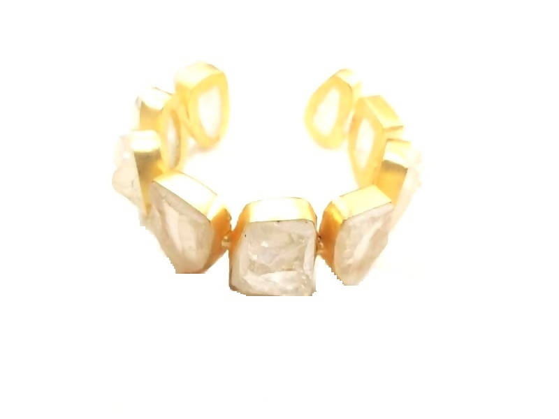 Bling Accessories Ivory / Gold Natural Stone Rough Bracelet