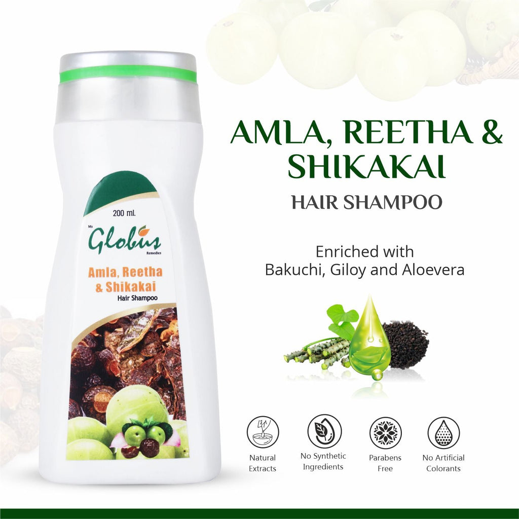 Globus Naturals Remedies Amla Reetha Shikakai Shampoo - 200 ml