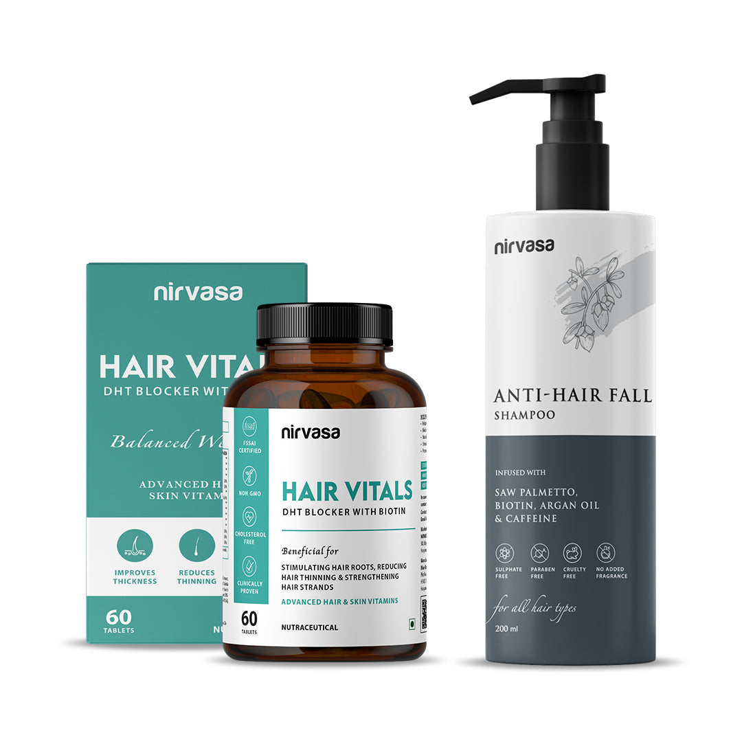 Nirvasa Anti Hairfall Shampoo and Hair Vitals Tablets Combo