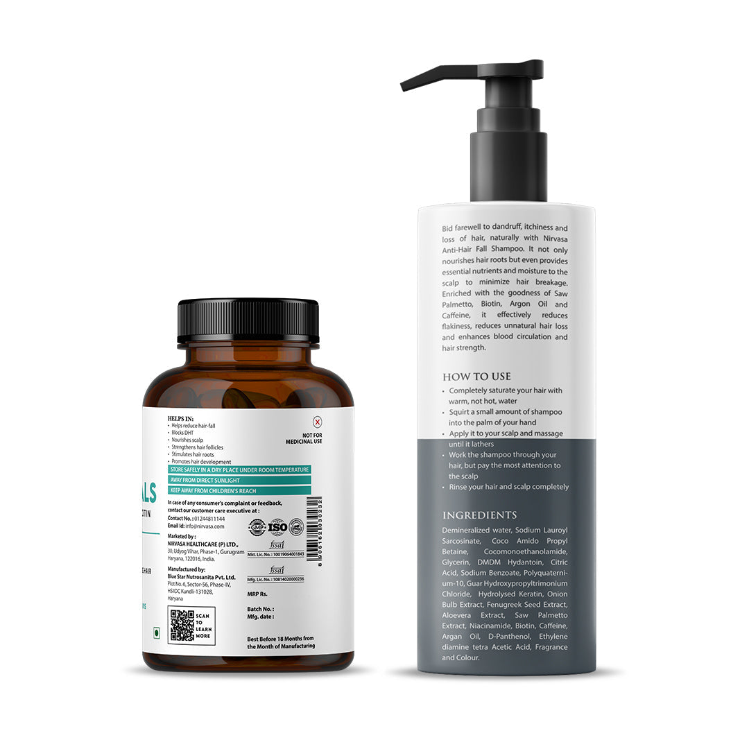 Nirvasa Anti Hairfall Shampoo and Hair Vitals Tablets Combo