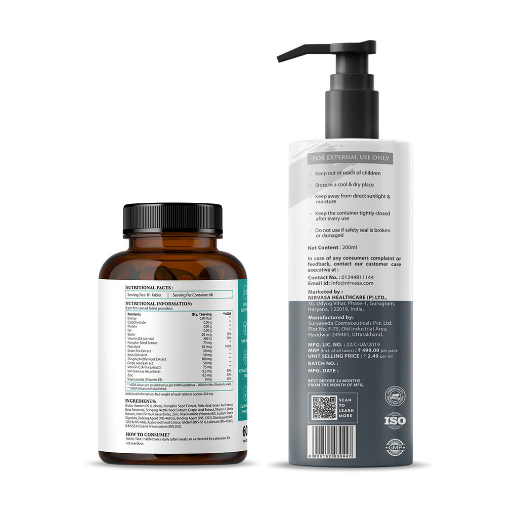 Nirvasa Anti Hairfall Shampoo and Hair Vitals Tablets Combo