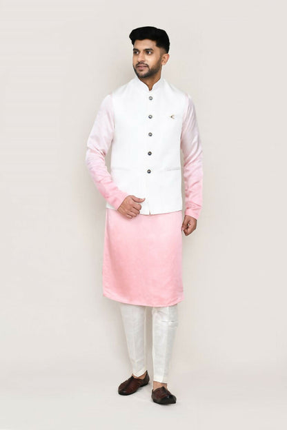 Joban Fashion White Colored Cotton Satin Work Men's Jacket