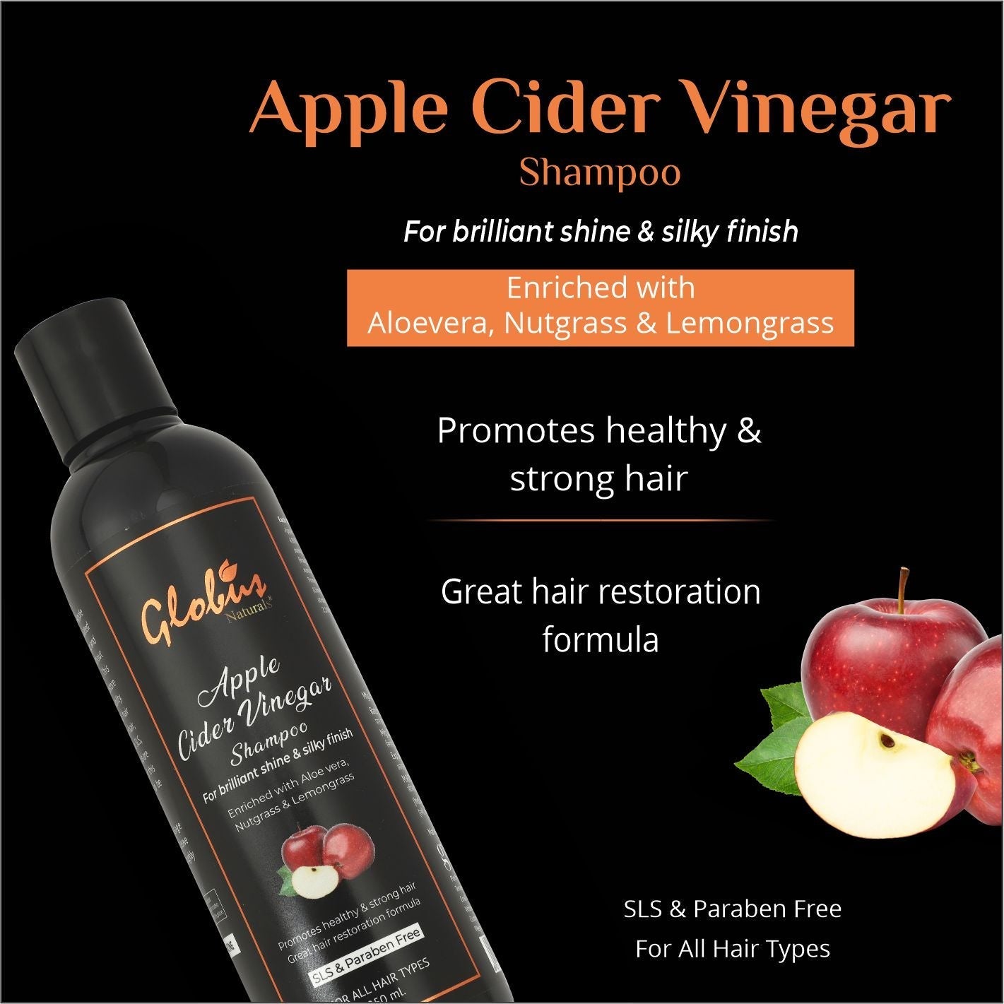 Globus Naturals Apple Cider Vinegar Shampoo - 250 ml