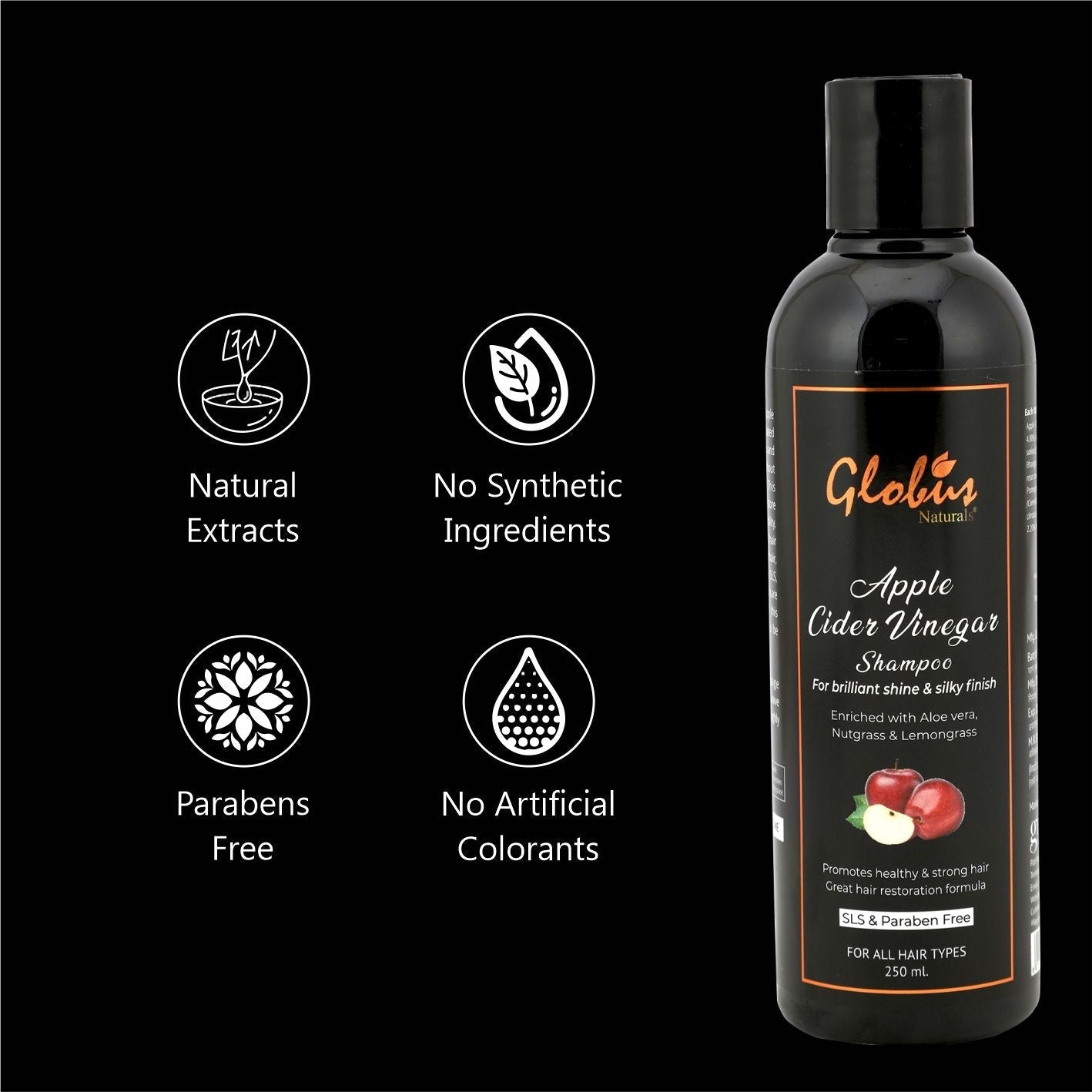 Globus Naturals Apple Cider Vinegar Shampoo - 250 ml