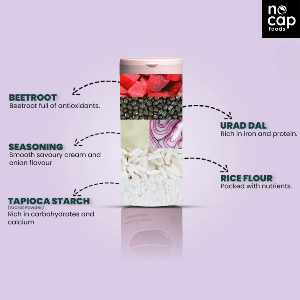 Nocap foods Zero Guilt Healthy Beetroot Chips - Cream&Onion