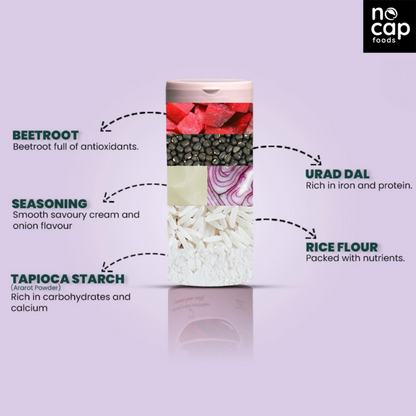 Nocap foods Zero Guilt Healthy Beetroot Chips - Cream&Onion