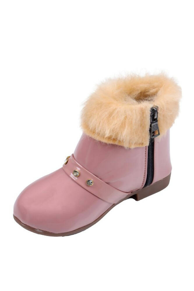 Tiny Bugs Girls Faux Fur Detail Winter Boots - Peach