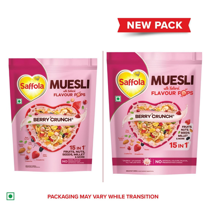 Saffola Muesli Fruit & Nut Berry Crunch with Flavour Pops