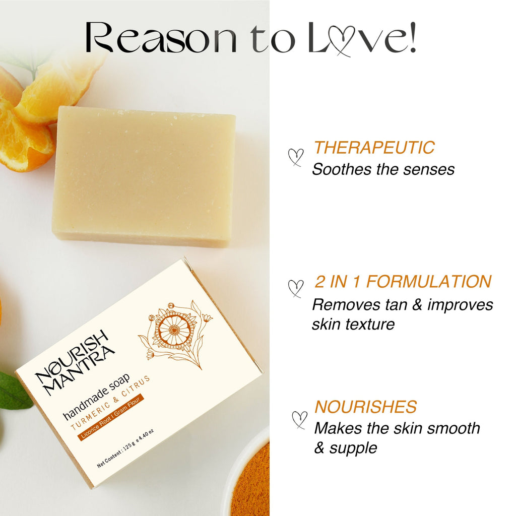 Nourish Mantra Turmeric & Citrus Handmade Bathing Bar Soap - 125 gms