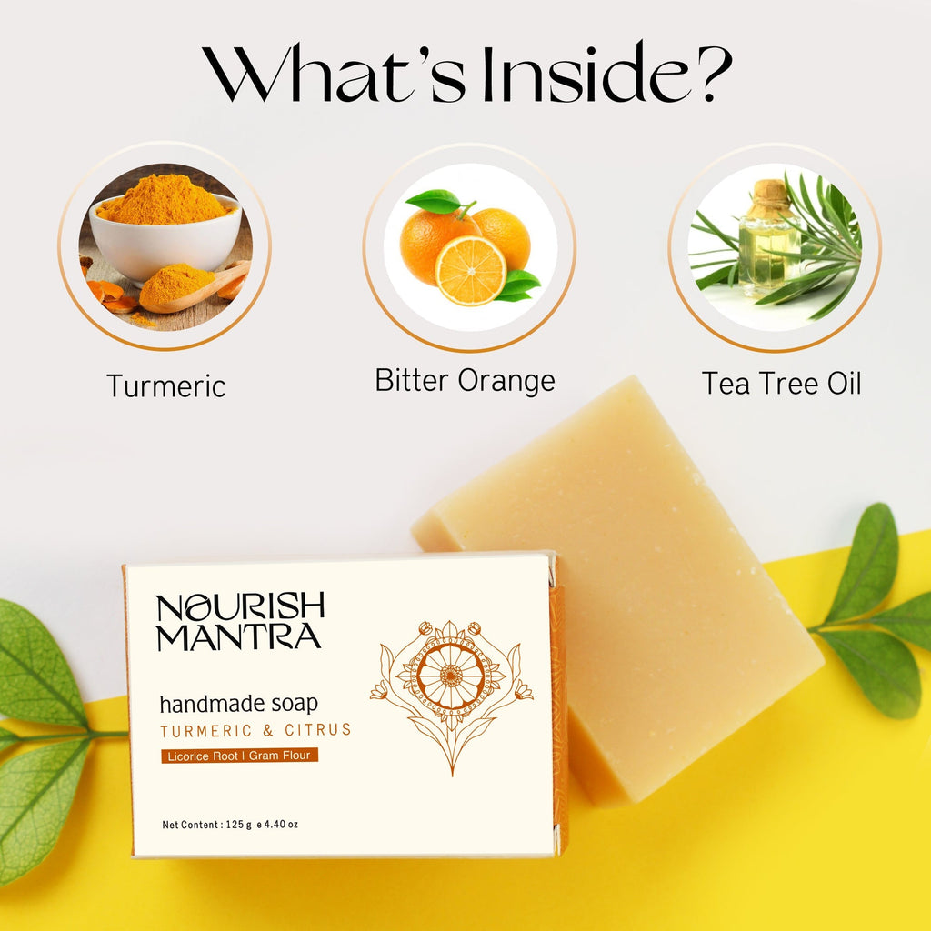 Nourish Mantra Turmeric & Citrus Handmade Bathing Bar Soap - 125 gms