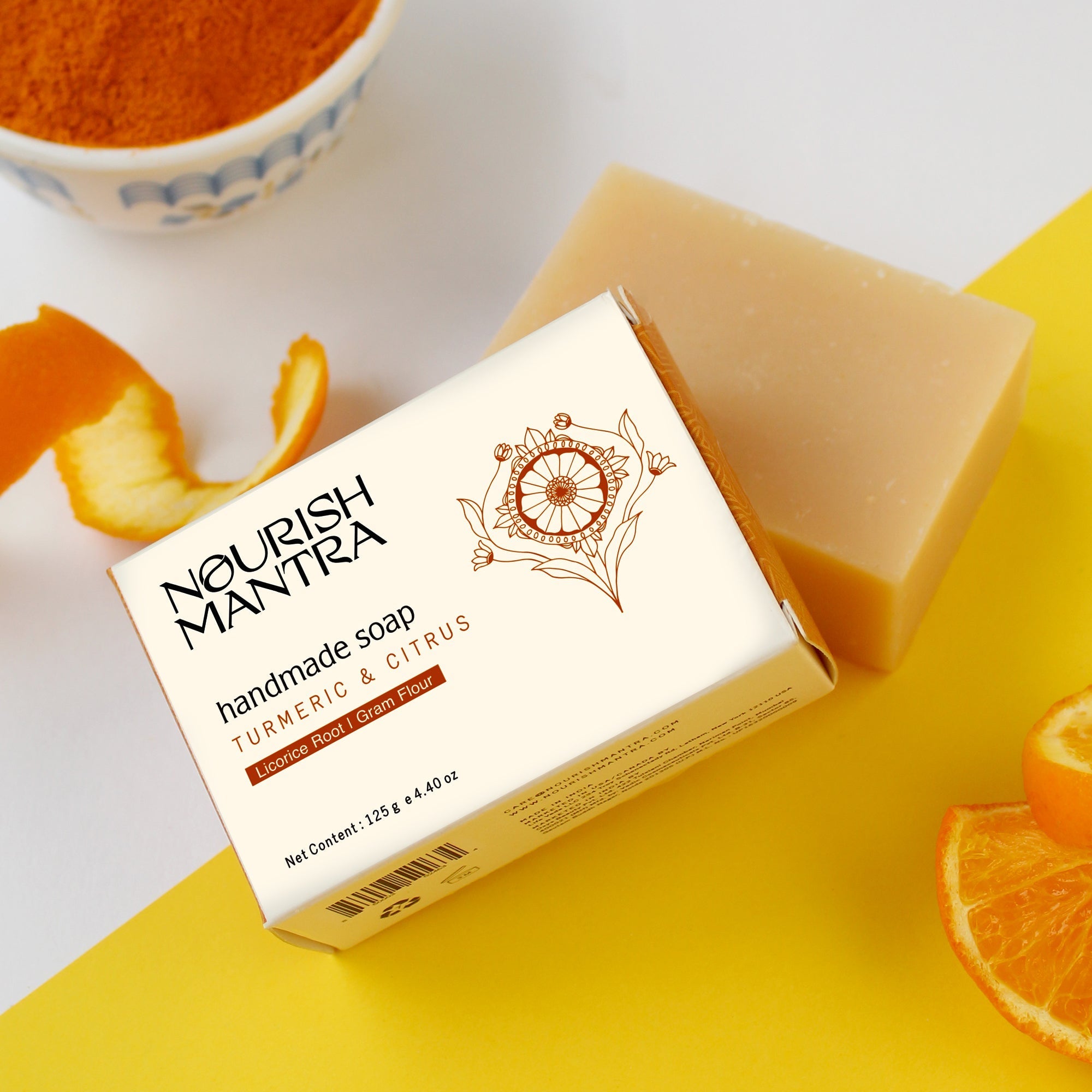 Nourish Mantra Turmeric & Citrus Handmade Bathing Bar Soap - 125 gms