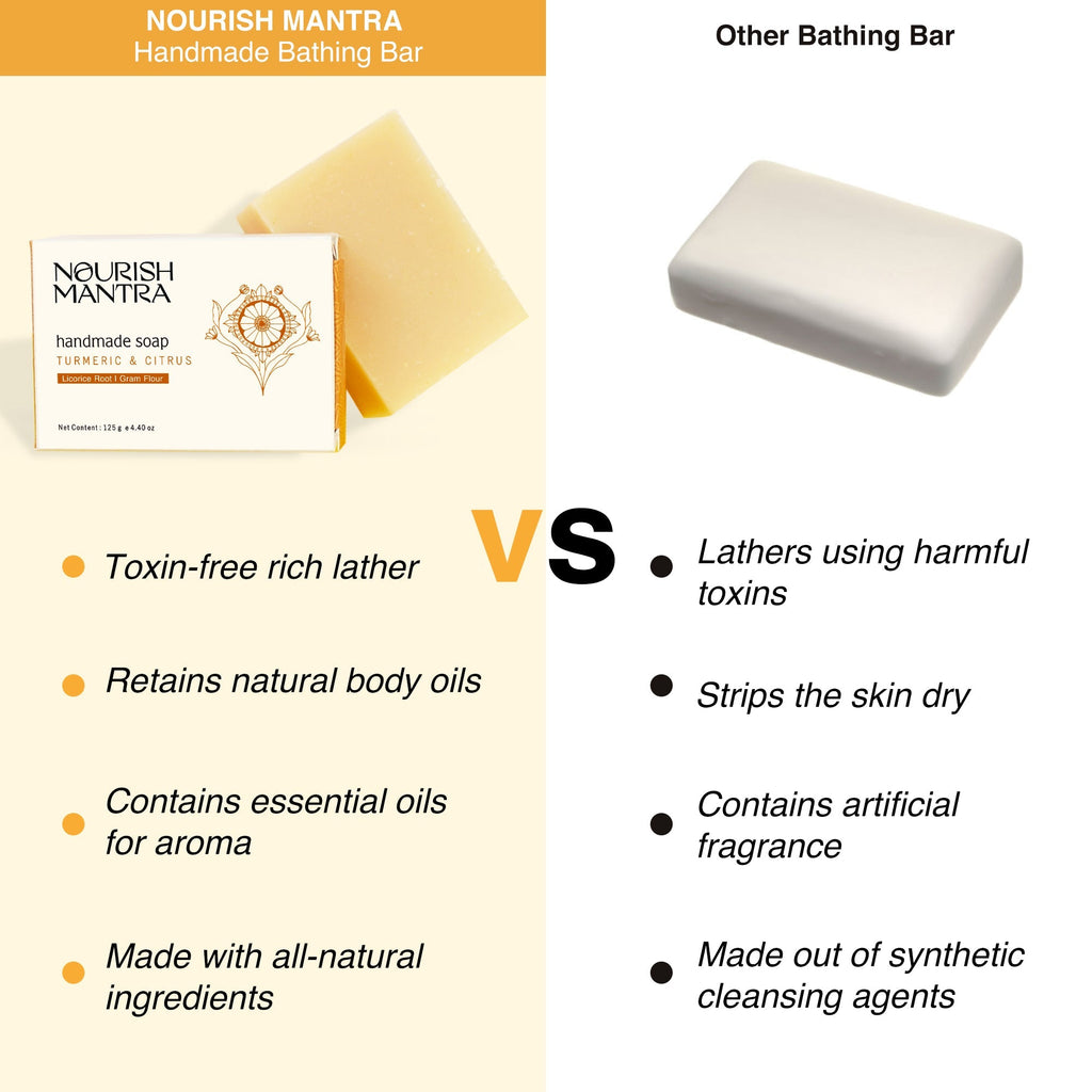 Nourish Mantra Turmeric & Citrus Handmade Bathing Bar Soap - 125 gms