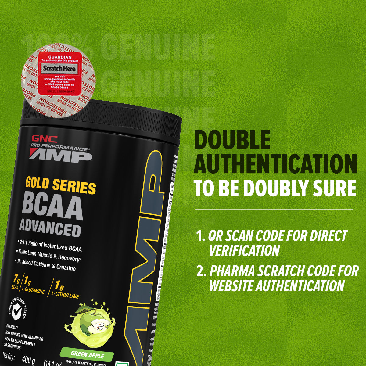 GNC AMP Gold Series BCAA Advanced  Fuels Lean Muscle Strength & Recovery