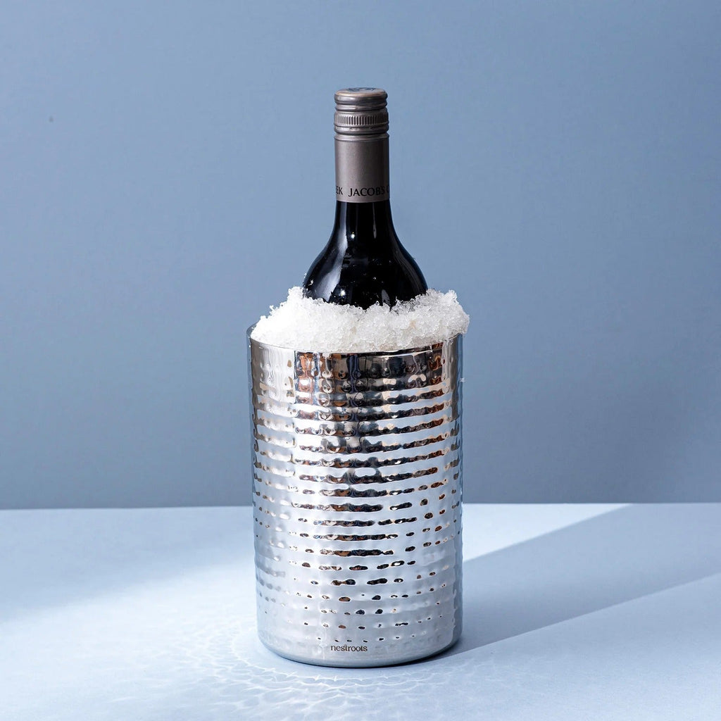 Nestroots Silver Wine Cooler Chiller Double Walled for Sophisticated Cocktails