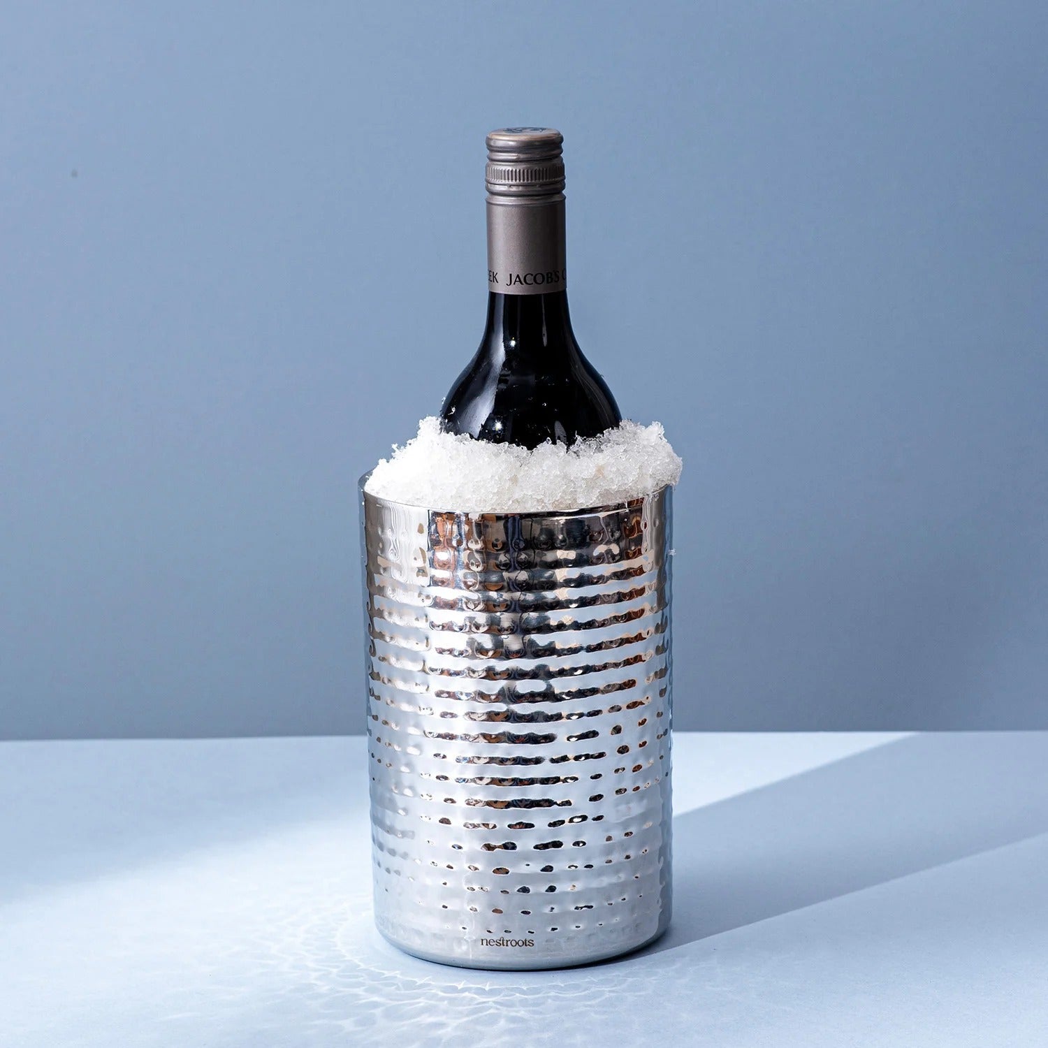 Nestroots Silver Wine Cooler Chiller Double Walled for Sophisticated Cocktails