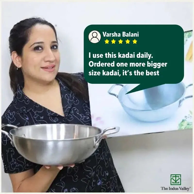 The Indus Valley Premium Tri-Ply Set - Kadai(23.4cm) + Casserole Biryani Pot(21.6cm)
