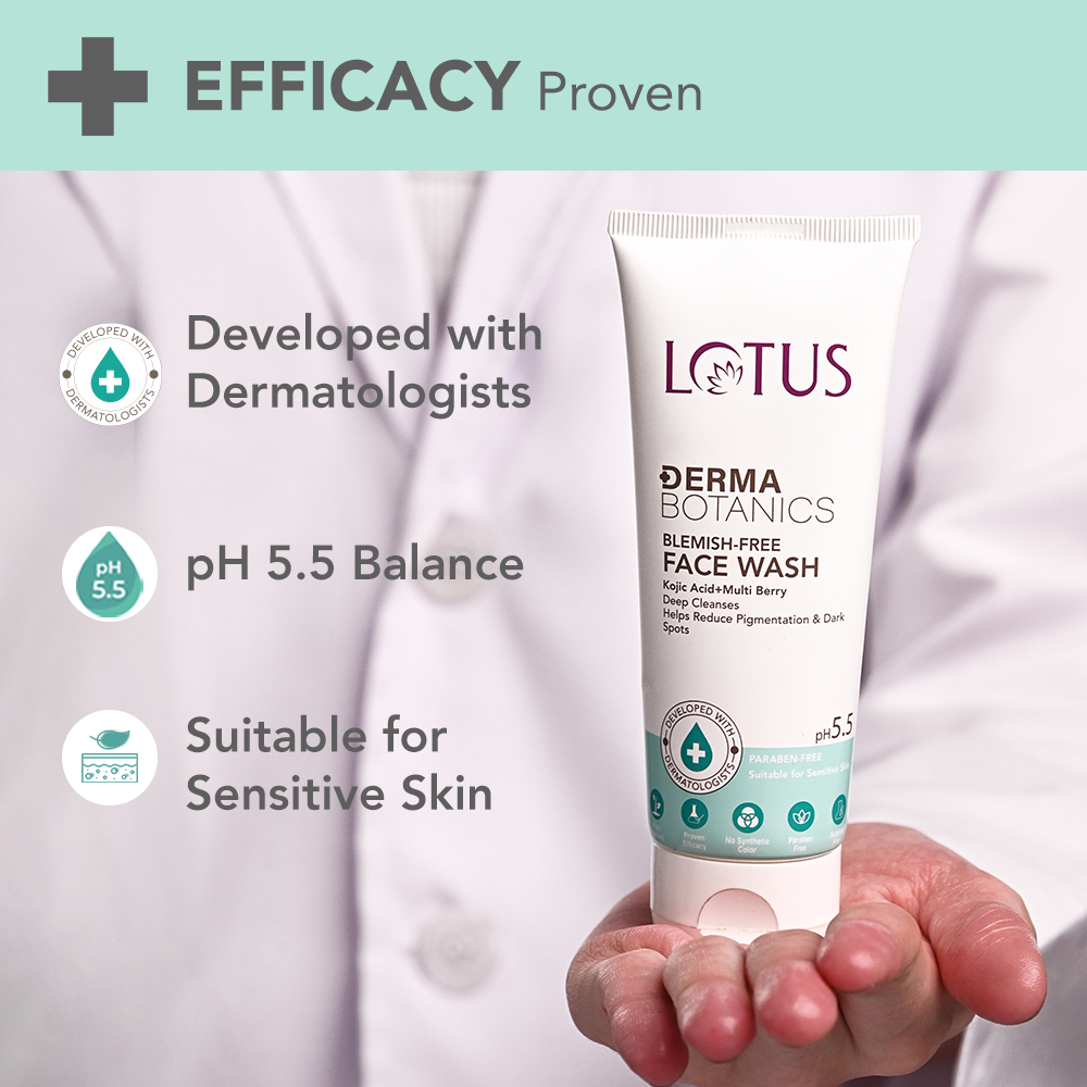 Lotus DermaBotanics Kojic Acid + Multi Berry Blemish Free Facewash - 100 gms