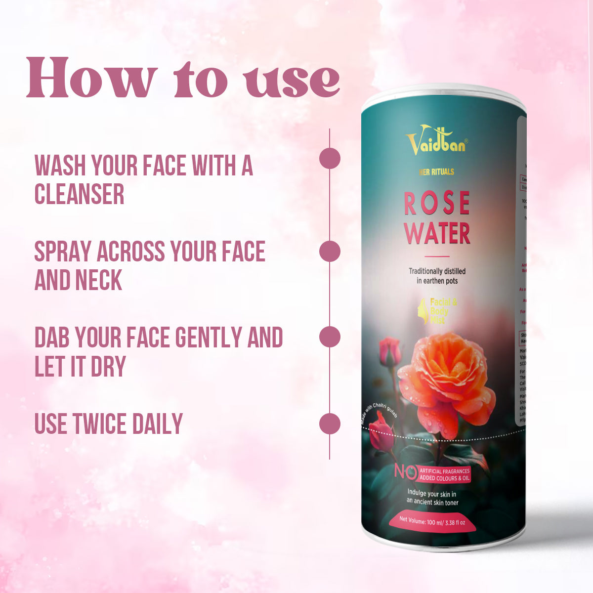 Vaidban Rose Water - 100 ml