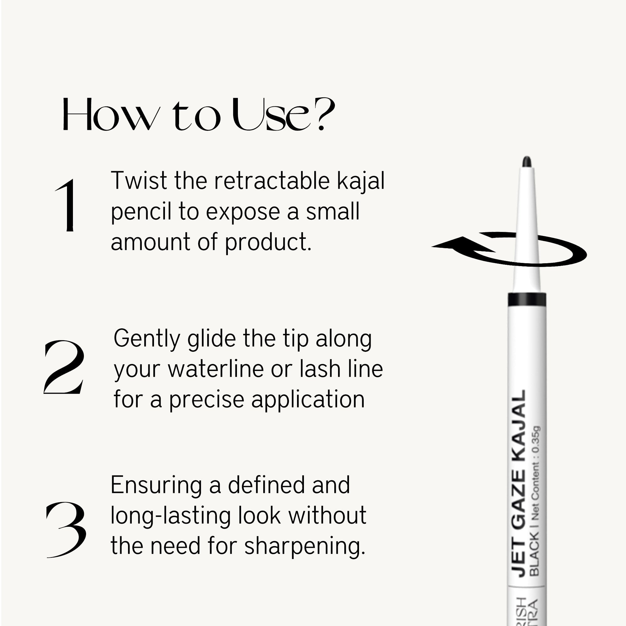 Nourish Mantra Jet Gaze Eye Kajal (Black) - 0.35 gms