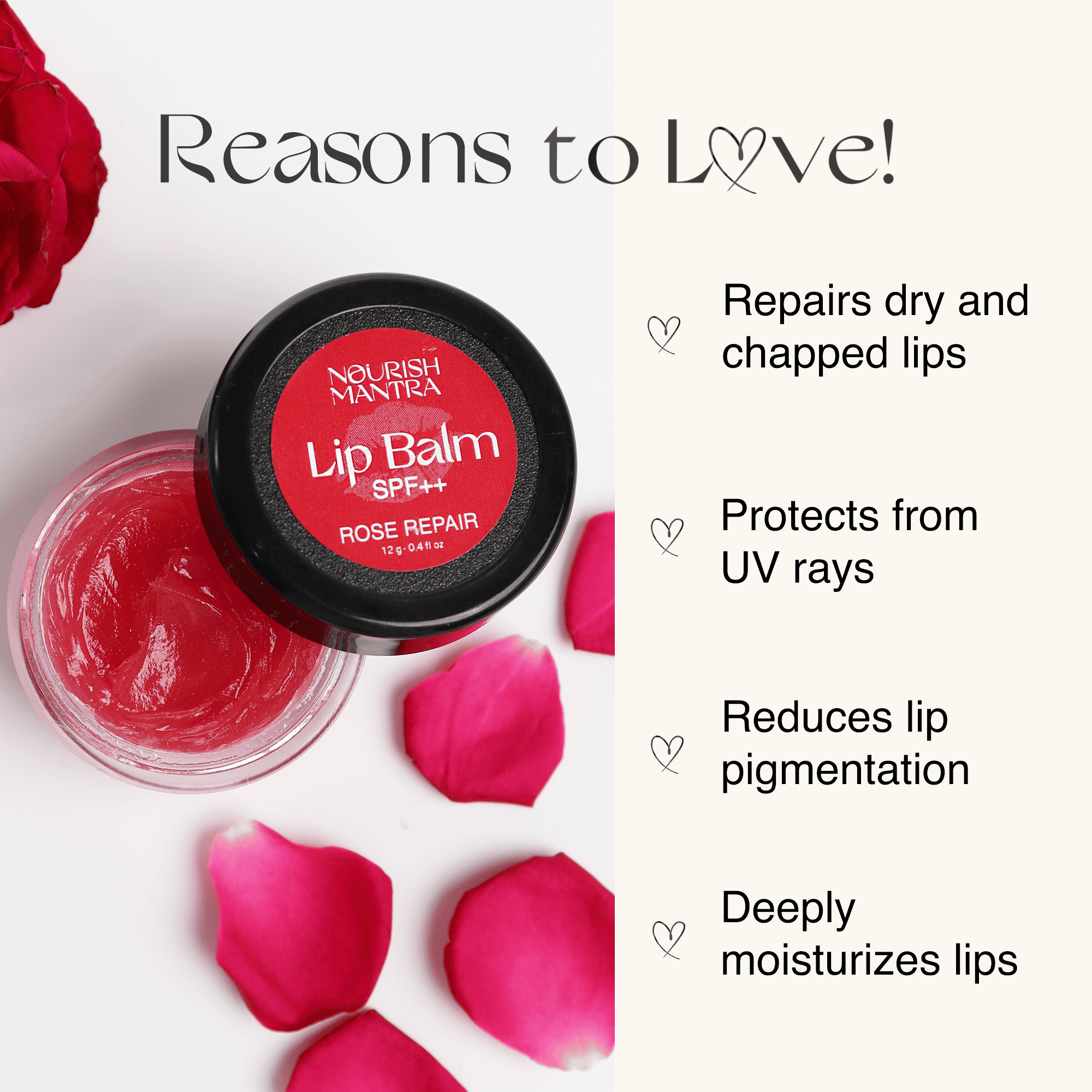 Nourish Mantra Rose Repair Lip Balm - 12 gms