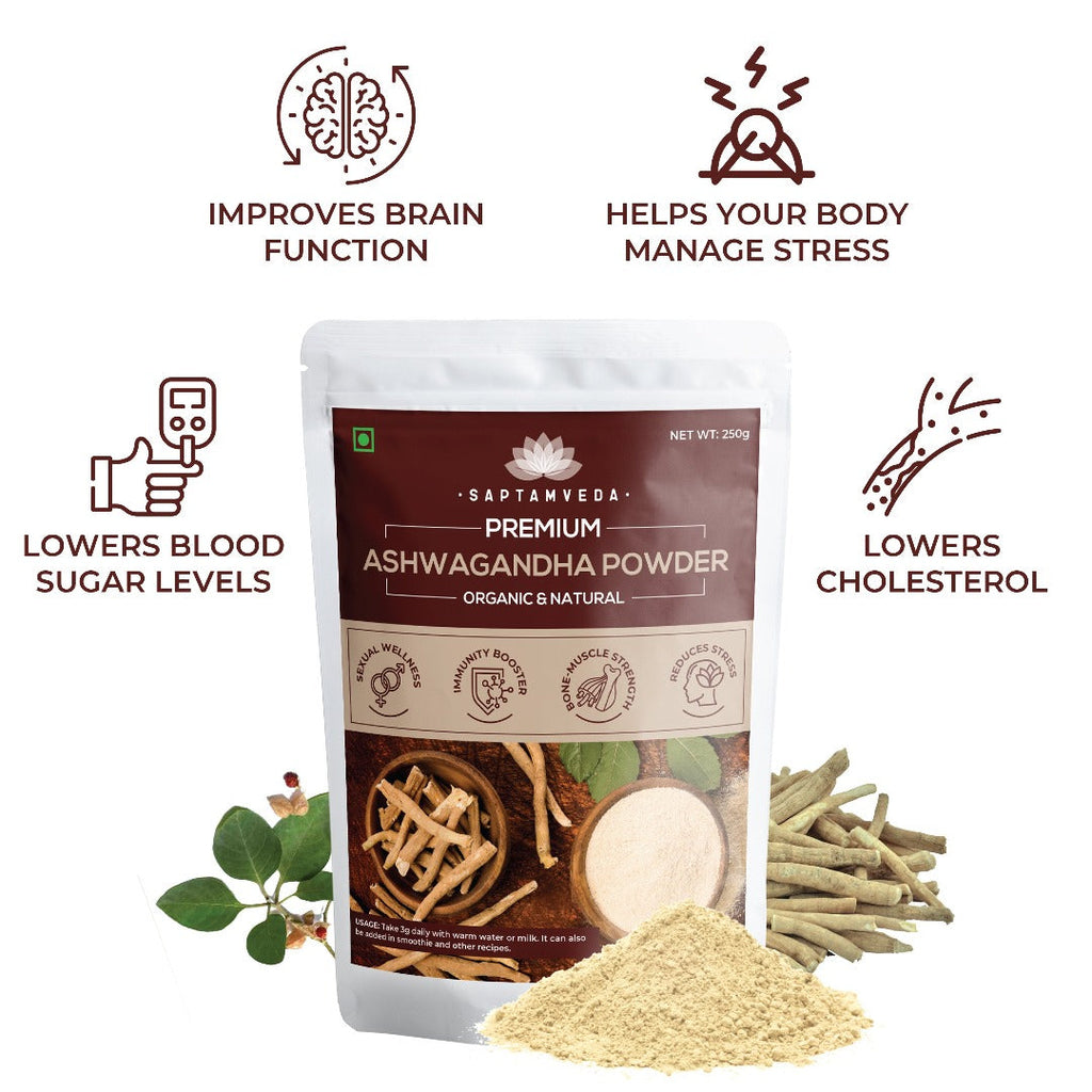 Saptamveda Best Organic Ashwagandha Powder - 250 gms