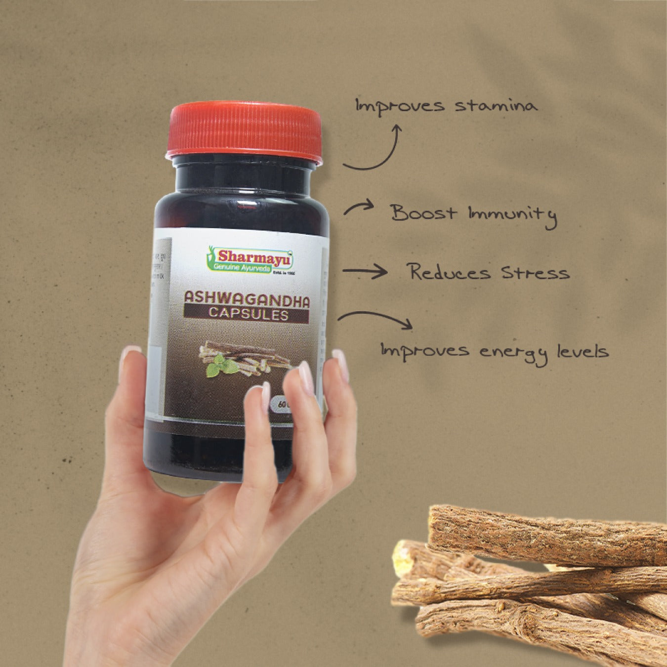 Sharmayu Ayurveda Ashwagandha Capsules - 60 Caps