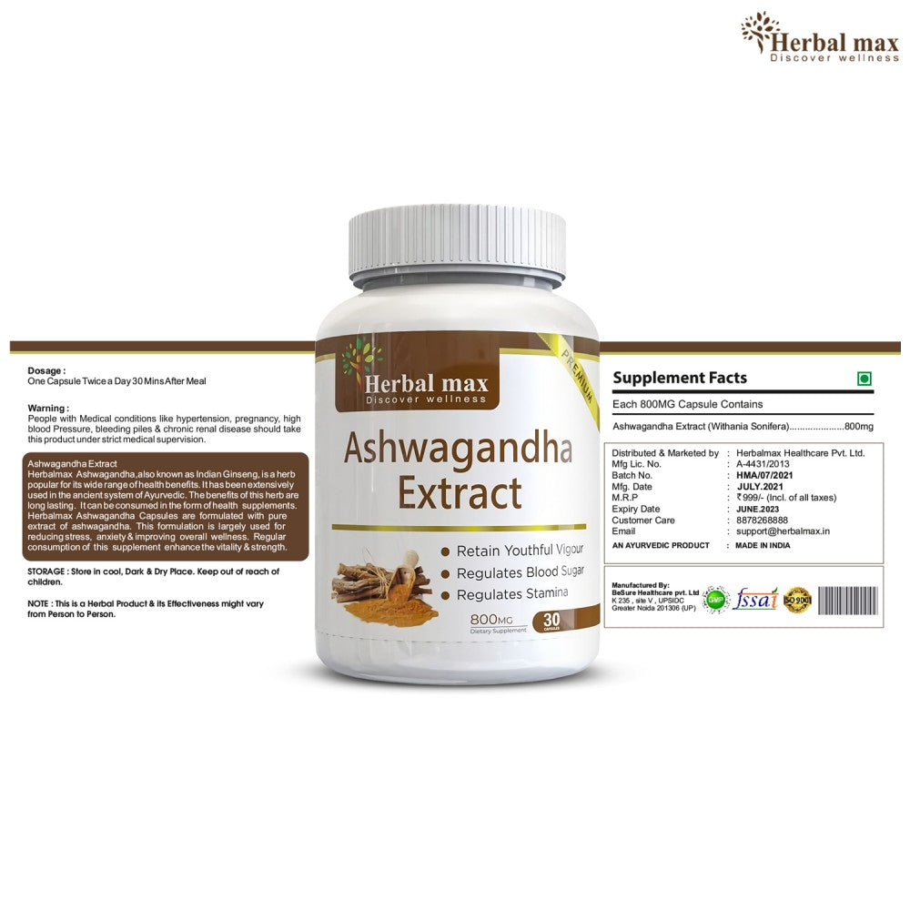 Herbalmax Ashwagandha Extract - 30 Capsules