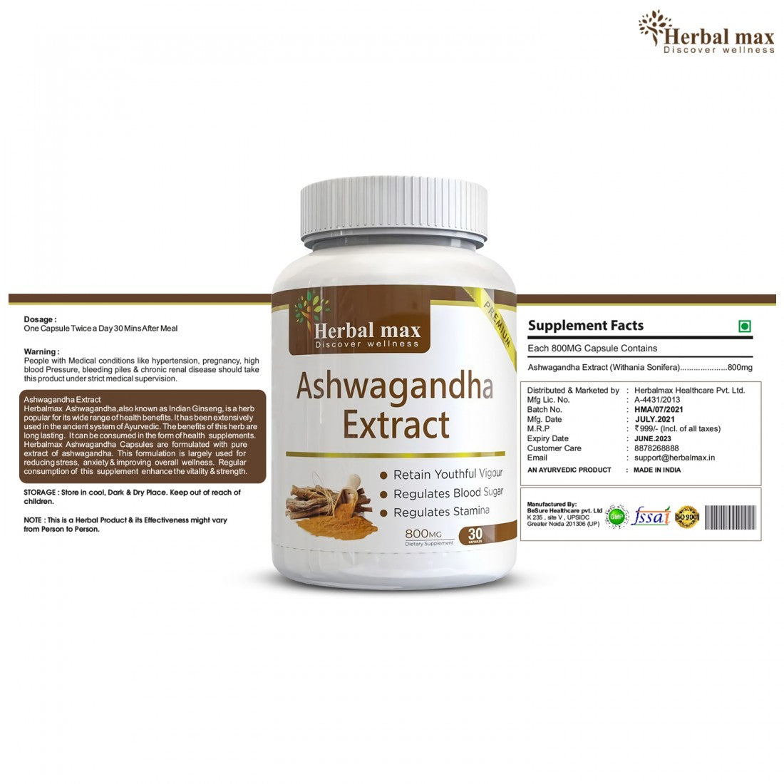 Herbalmax Ashwagandha Extract - 30 Capsules