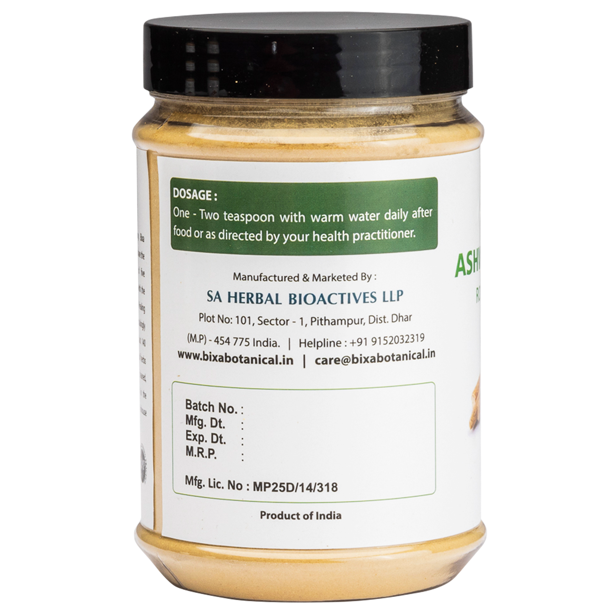Bixa Botanical Ashwagandha Root Powder  Withania Somnifera - 200 gms