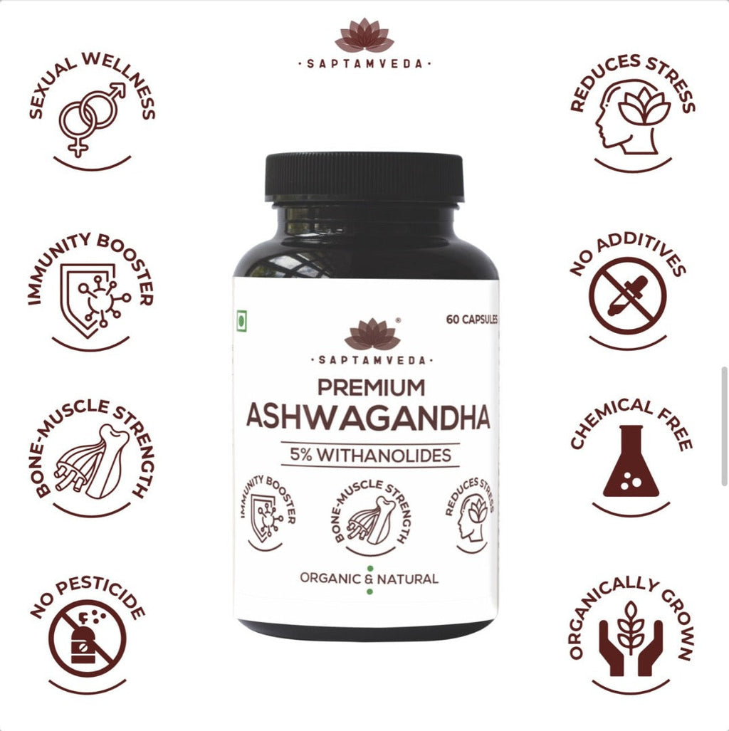 Saptamveda Ashwagandha Capsule with 5% Withanolides - 60 tabs