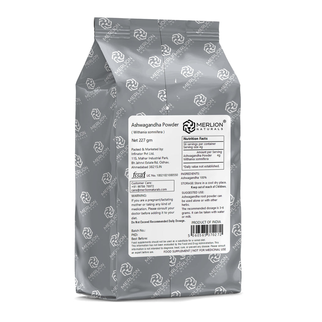Merlion Naturals Ashwagandha Powder Withania somnifera Indian Ginseng - 227  gms
