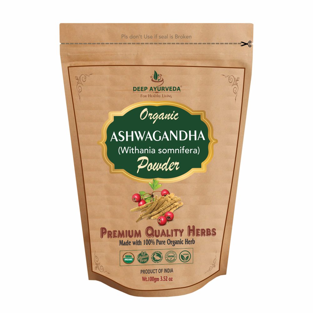 Deep Ayurveda Organic Ashwagandha Powder (Withania somnifera) - 100 gms