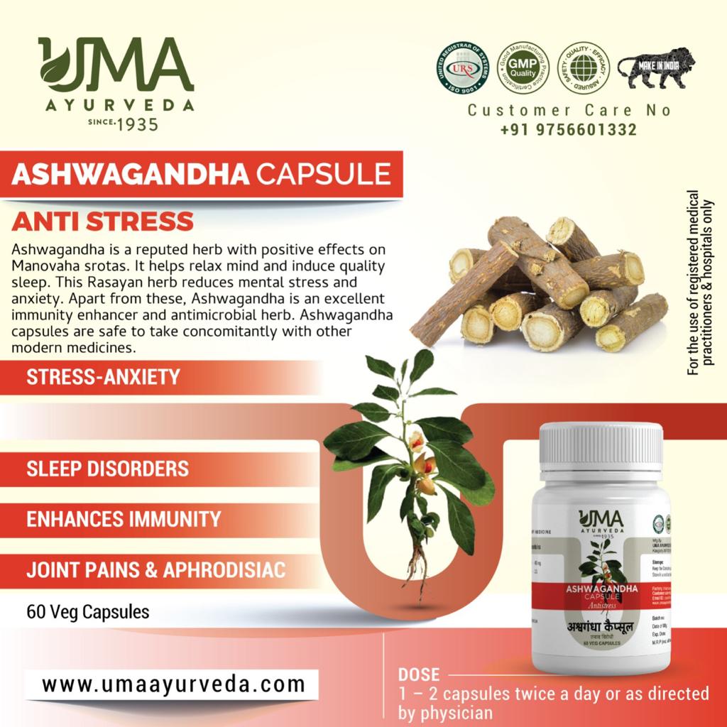 Uma Ayurveda Ashwagandha Capsule - 60 Caps