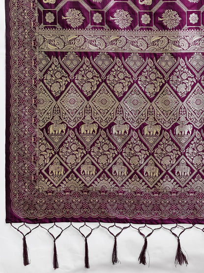 Shree Shyam Fashion Wine Silk Blend Saree