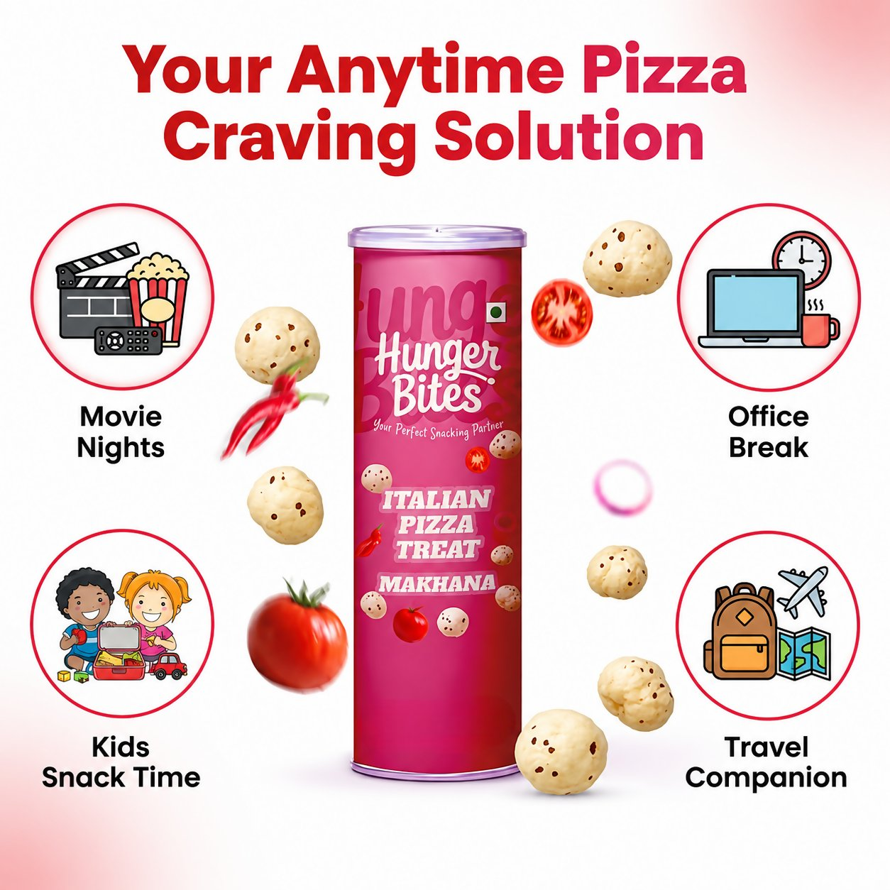 Hunger Bites Italian Pizza Treat Makhana