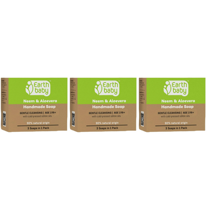 Earthbaby Handmade Neem & Aloevera Bath Soap 90% Natural Origin
