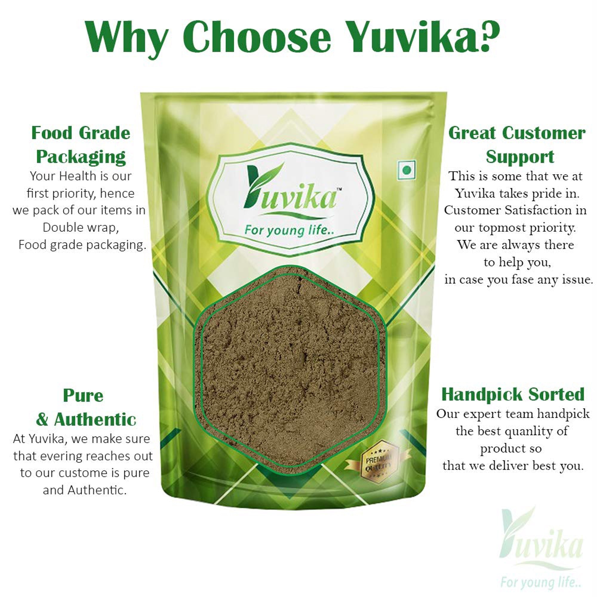 Yuvika Brahmi Booti Powder - Gotu Kola - Bacopa Monnieri Linn - Indian Pennywort