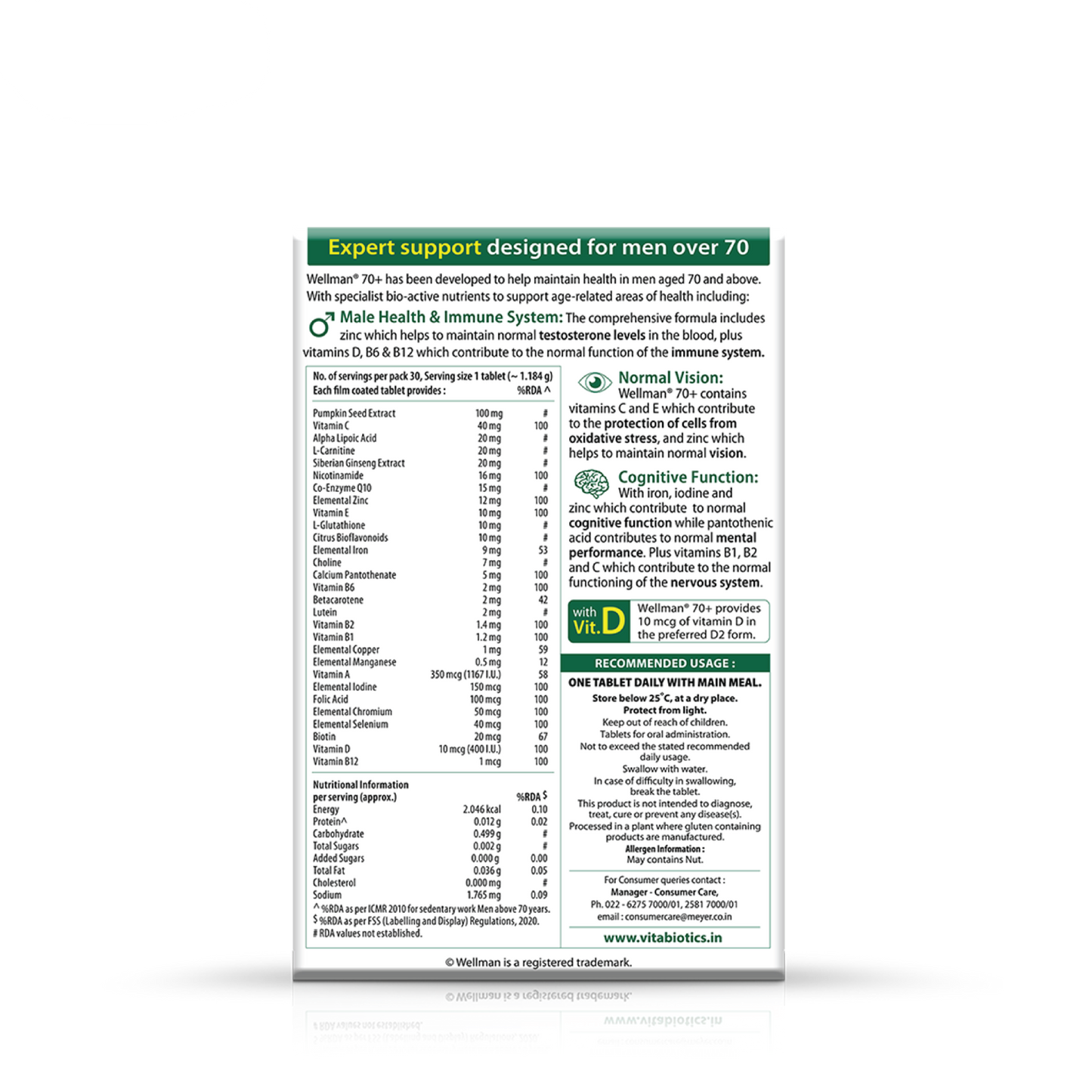 Vitabiotics Wellman 70+ - 30 tabs